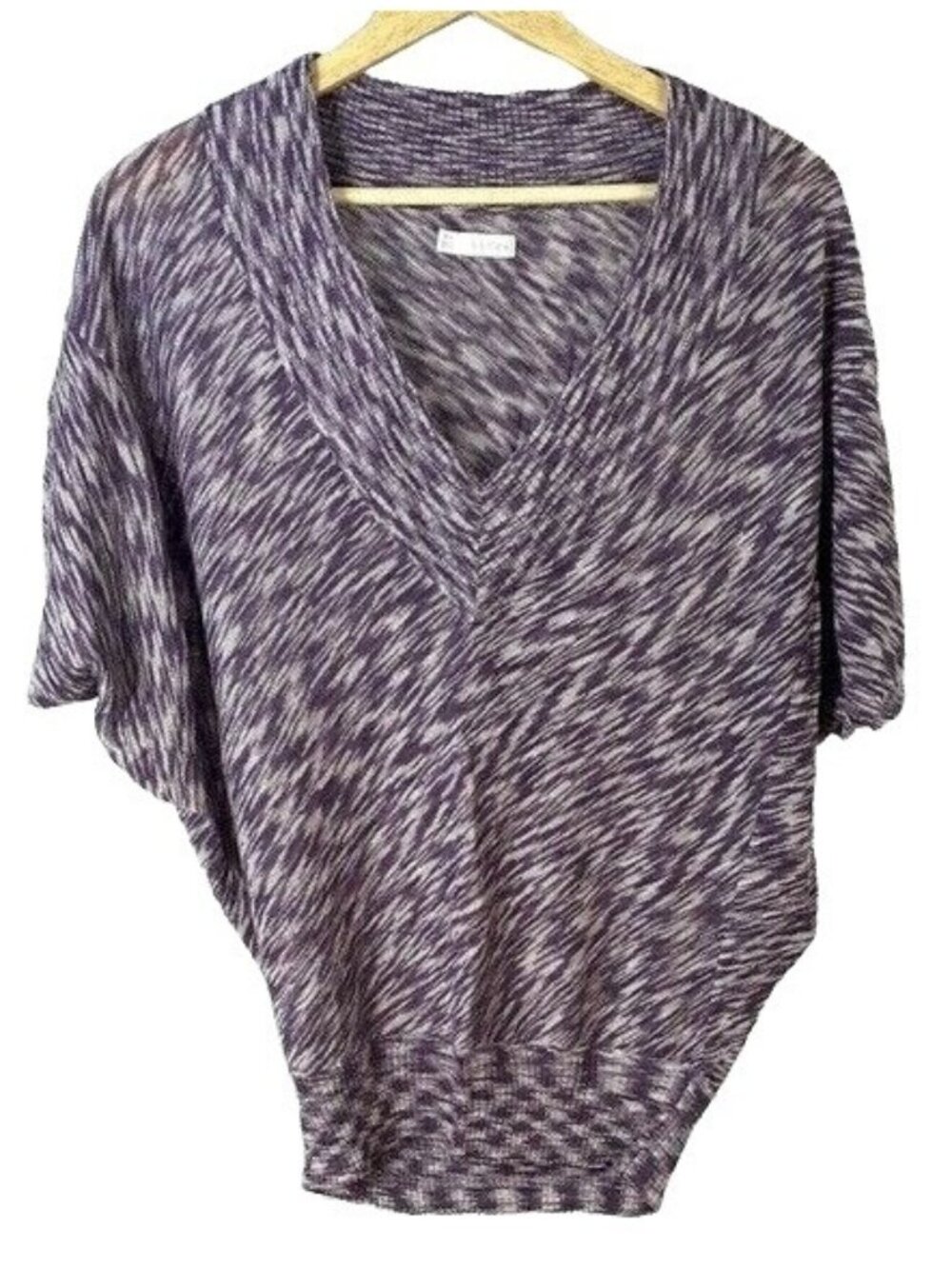 Hinge Womens Pullover Sweater Purple Size XS Space Dye Geo Dolman Short Sleeve